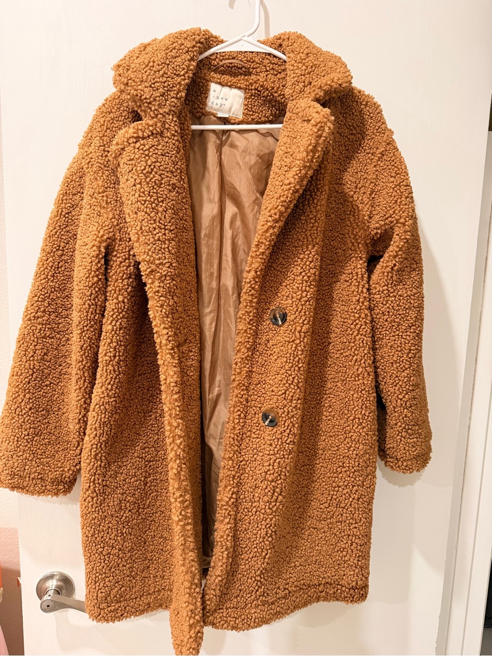 a new day Plush Teddy Jacket in Camel Brown